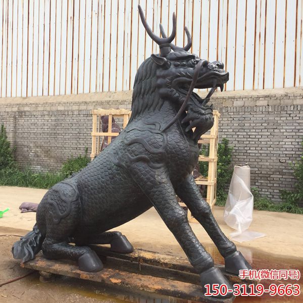 纯铜麒麟博鱼网页版_大型动物铜雕门口镇宅风水铜麒麟