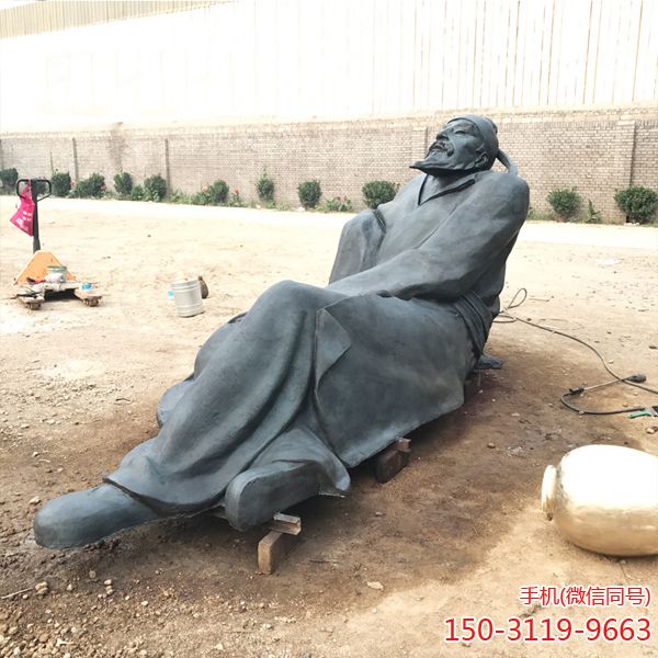 醉卧李白博鱼网页版_诗仙李白古代历史人物铜雕像