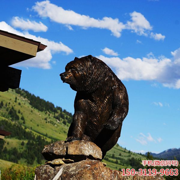 仿真黑熊铜博鱼网页版_动物狗熊户外花园园林景观装饰摆件