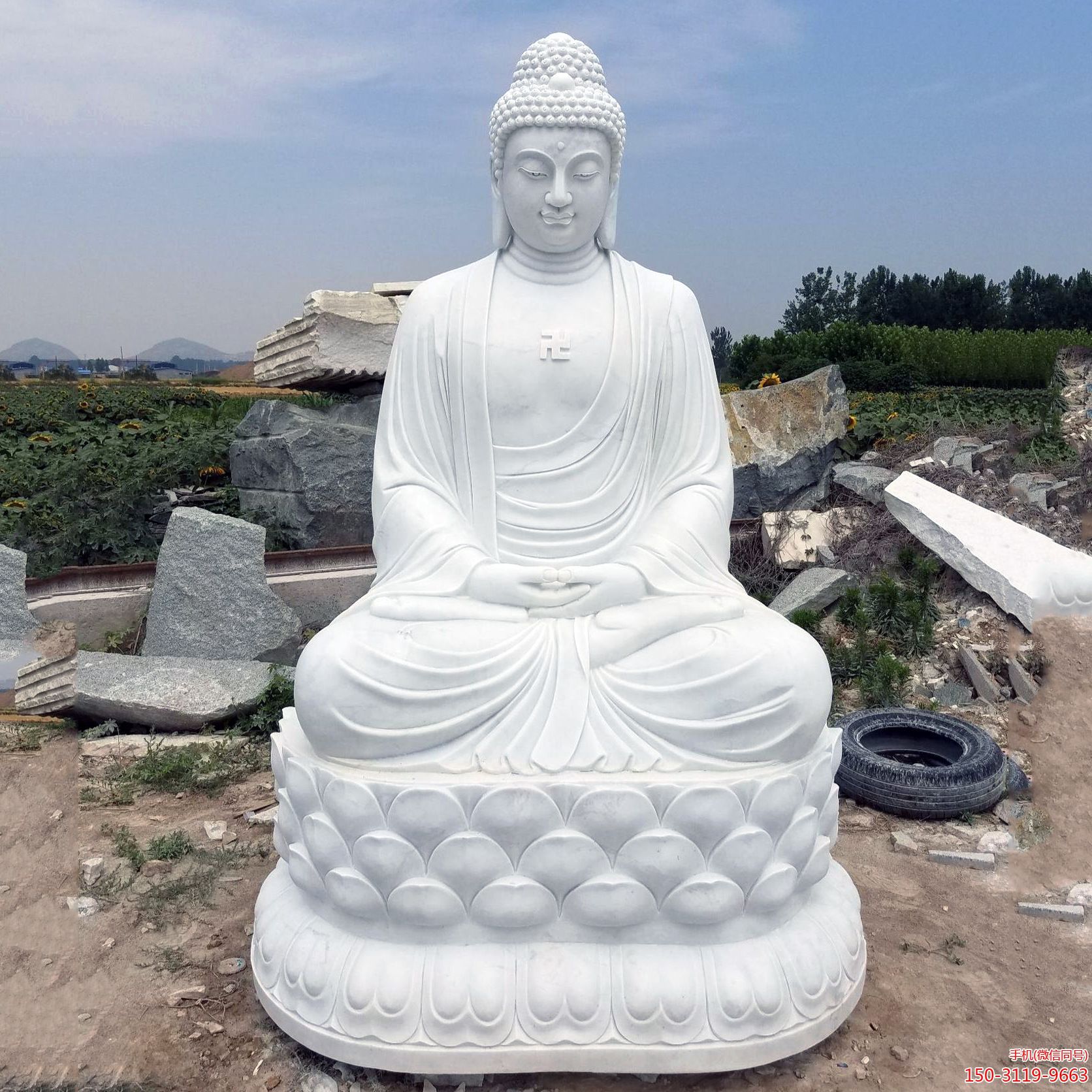 汉白玉释迦牟尼坐莲佛像博鱼网页版