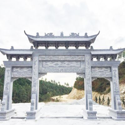 进村石材门楼效果图-村口石门村门石牌楼图片样式和价格