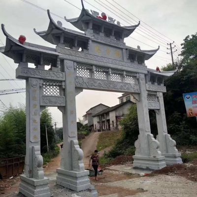 宗祠石牌坊图片大全-农村祠堂石牌楼修建的意义是什么