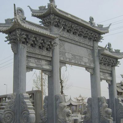 村大门厂家石牌楼村口石大门尺寸规格效果图