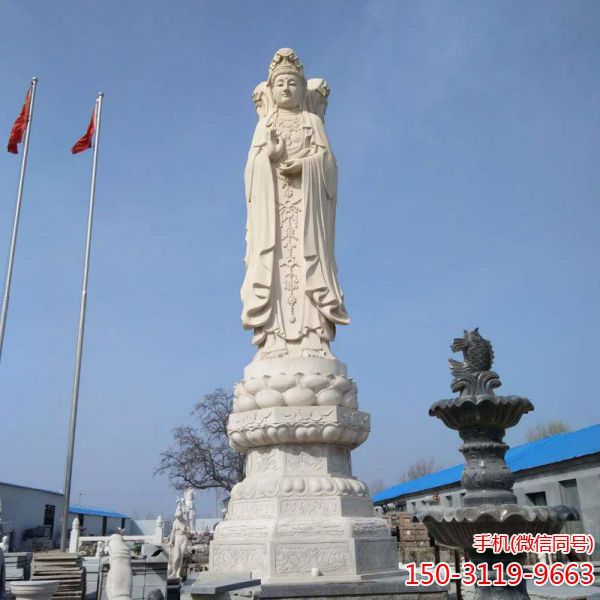 玉石雕刻三面观音