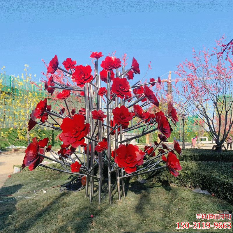 不锈钢玫瑰花景观摆件博鱼网页版