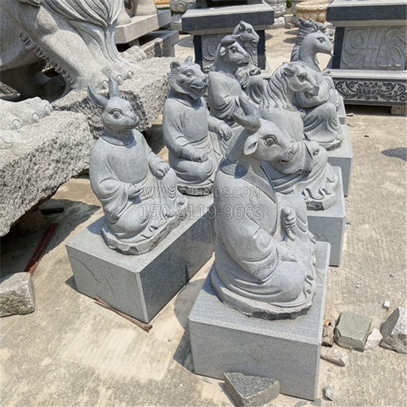 十二生肖兽首人身坐姿石雕像博鱼网页版