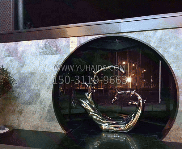 户外创意镜面不锈钢海浪博鱼网页版