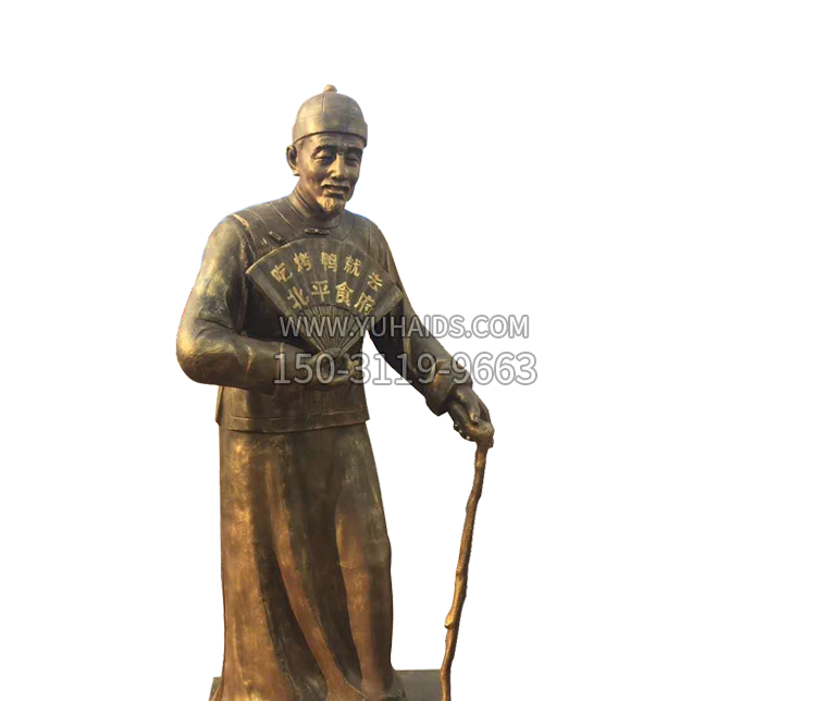 拿扇子的老人铜雕博鱼网页版