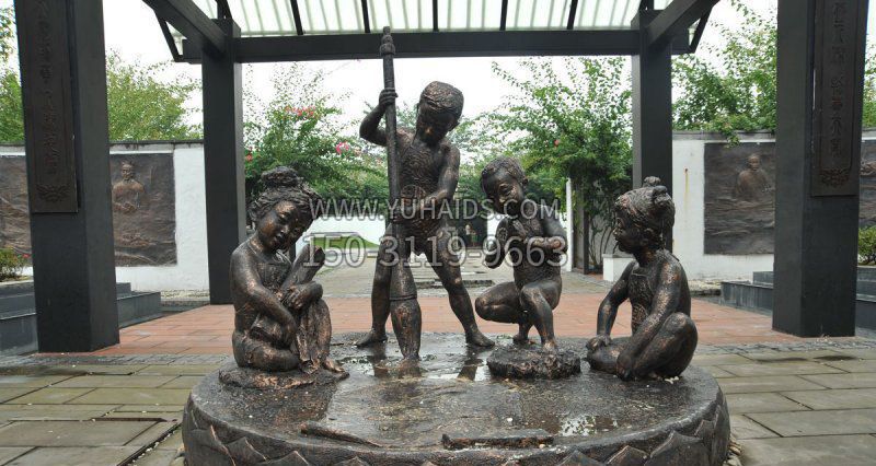 写毛笔字的小孩小品铜雕博鱼网页版