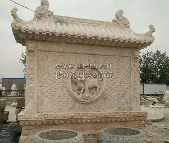 园林景观晚霞红石雕影壁博鱼网页版