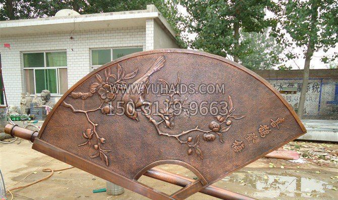 喜鹊登梅扇子景观铜浮雕博鱼网页版