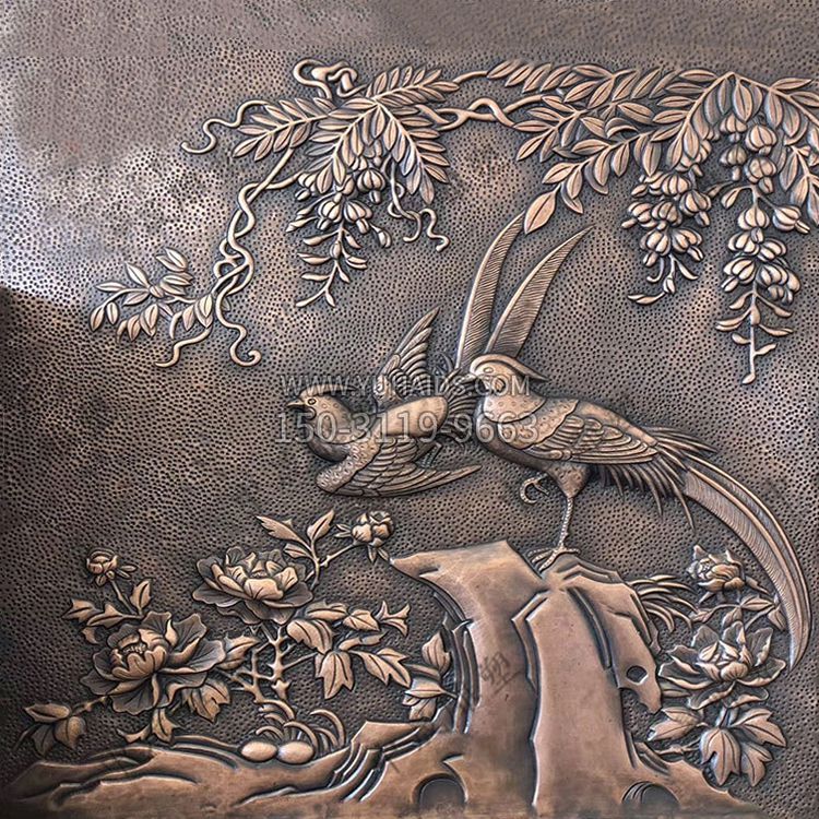 喜鹊紫铜浮雕装饰画博鱼网页版