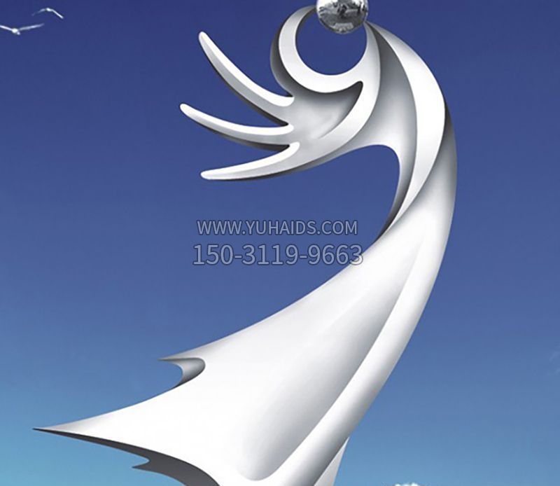 小鸟海浪雕像不锈钢博鱼网页版