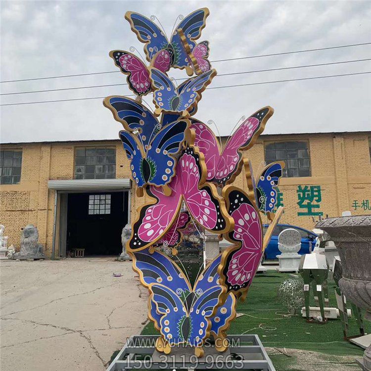 公园商场广场玻璃钢彩绘园林景观摆件群飞蝴蝶博鱼网页版