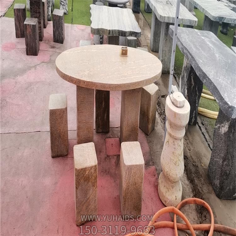 大理石雕刻圆形石桌石凳家用摆件博鱼网页版