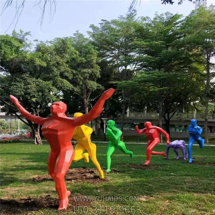 运动主题玻璃钢彩绘几何跑步的抽象人物景观博鱼网页版
