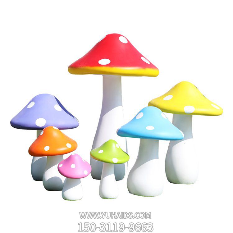 玻璃钢彩绘幼儿园卡通造型蘑菇摆件博鱼网页版