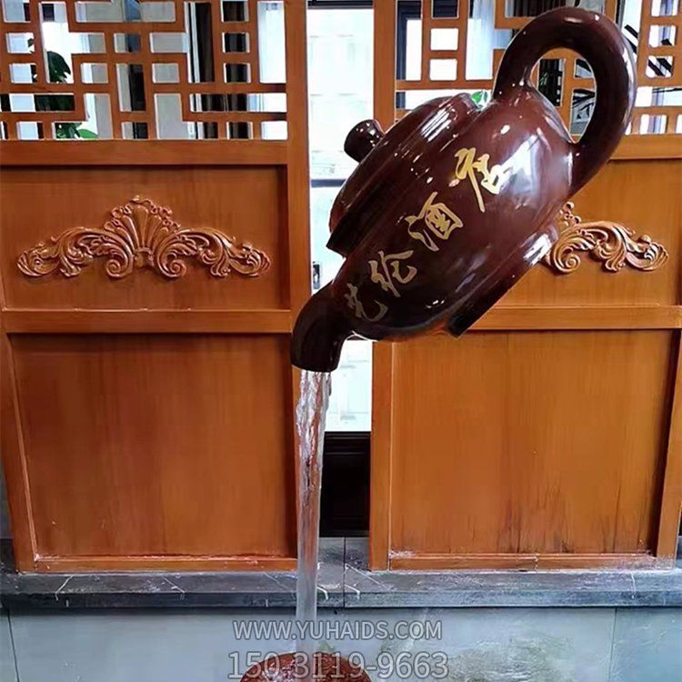 玻璃钢仿真流水悬空茶壶酒店茶楼装饰摆件博鱼网页版