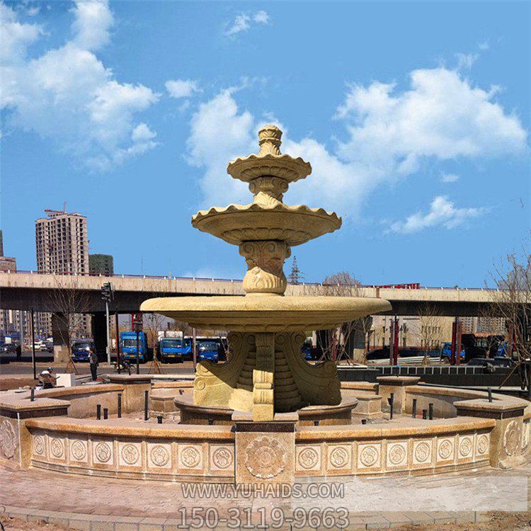 大理石石雕多层户外园林喷泉博鱼网页版