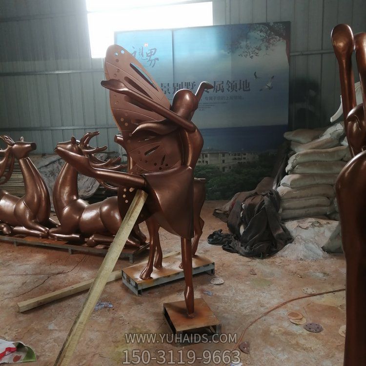 花园玻璃钢仿铜跳舞的花仙子抽象人物博鱼网页版