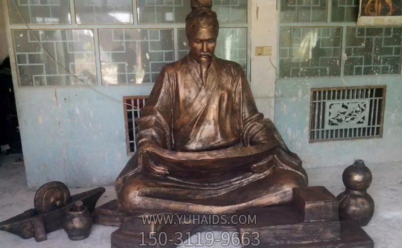 景区玻璃钢仿铜古代人物坐着的读书博鱼网页版