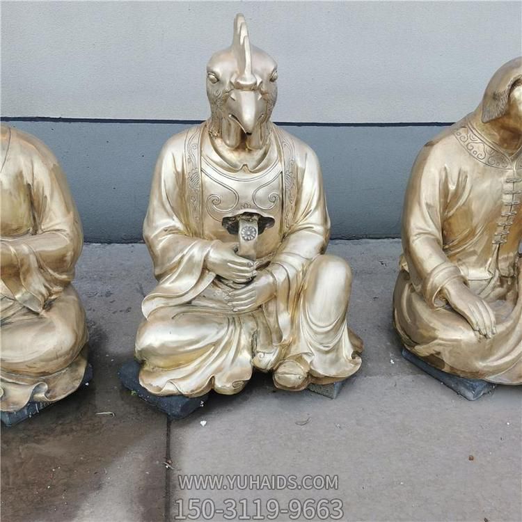 玻璃钢景区寺庙大型十二生肖人身兽面公鸡博鱼网页版
