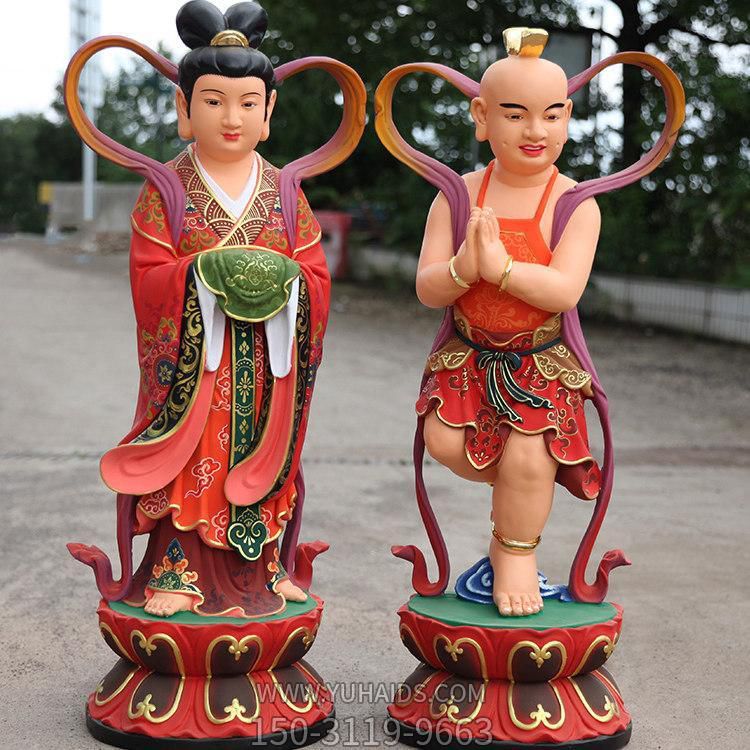 观音弟子善财童子金童玉女玻璃钢雕像寺庙供奉摆件博鱼网页版