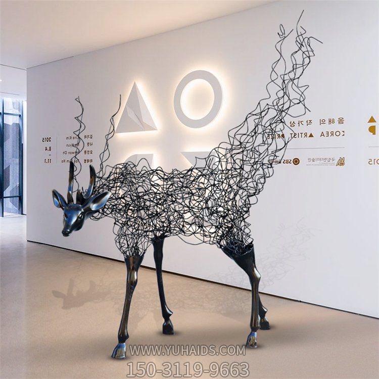 商场室内工艺艺术品玻璃钢抽象梅花鹿博鱼网页版