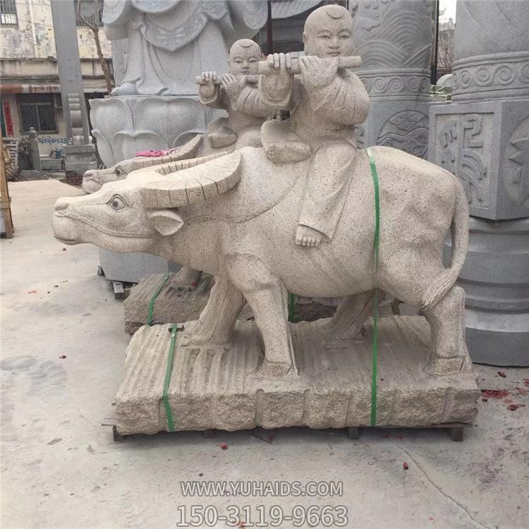 天然石材砂岩雕刻牧童骑牛吹笛石雕像景区公园摆件博鱼网页版