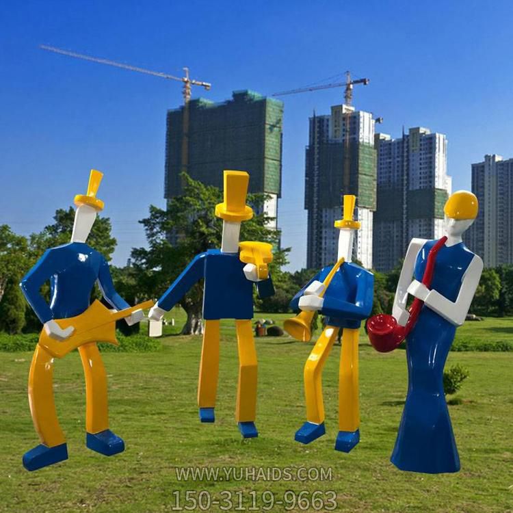 不锈钢几何抽象演奏音乐的人物景观博鱼网页版