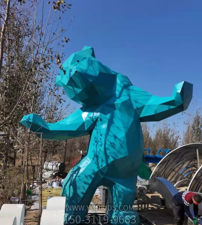 户外广场几何玻璃钢大型抽象熊博鱼网页版