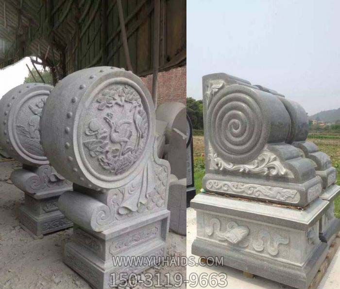 庭院门口摆放招财抱鼓石大理石门墩博鱼网页版