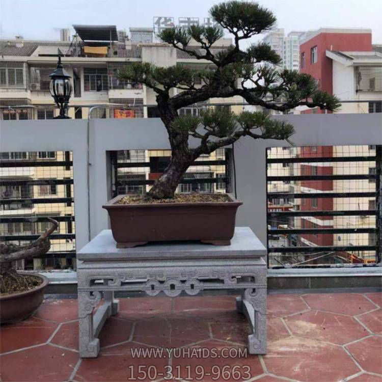 花岗岩雕刻镂空中式阳台盆景绿植花架博鱼网页版摆件