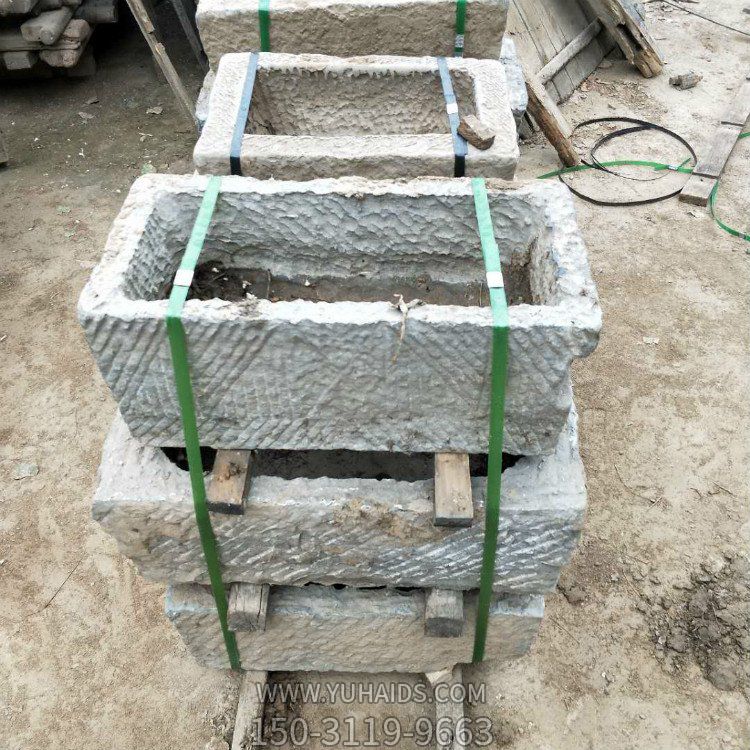 大理石雕刻长形老石槽庭院造景流水摆件博鱼网页版