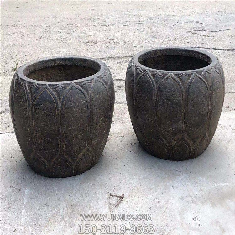 花岗岩石材石盆 石雕黑青石石盆广场景观石材花盆博鱼网页版