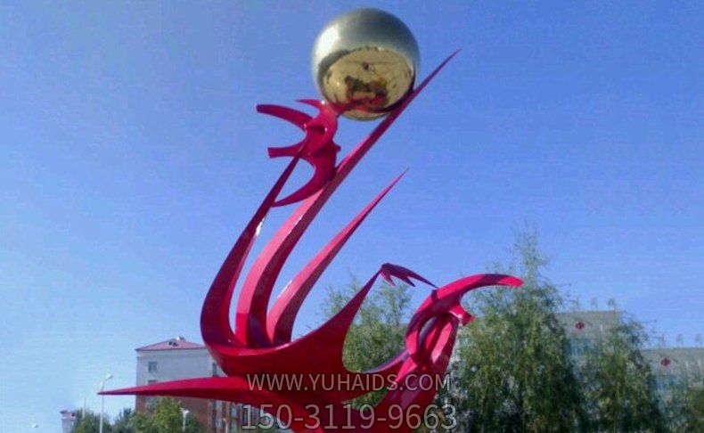 城市广场不锈钢喷漆红色的腾飞博鱼网页版