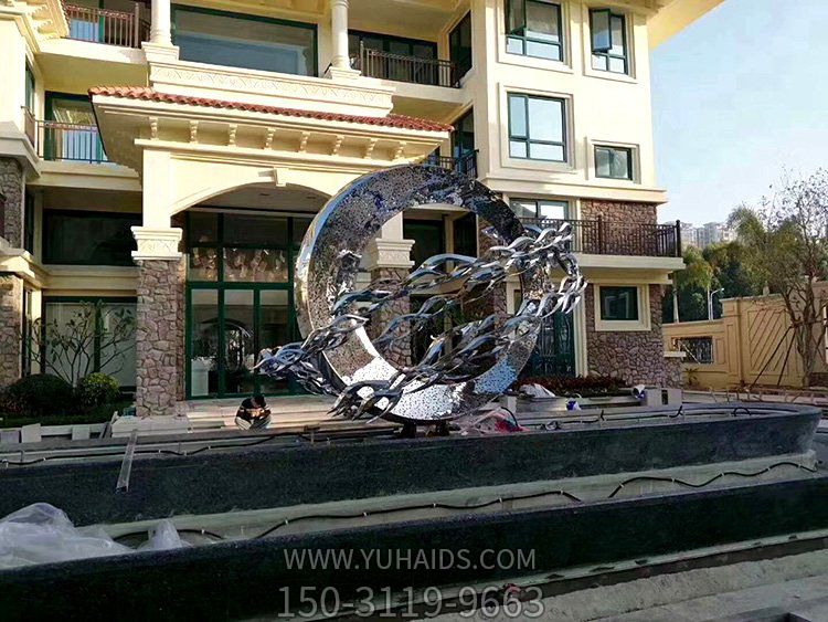 不锈钢镜面户外园林景观别墅小区圆环摆件博鱼网页版
