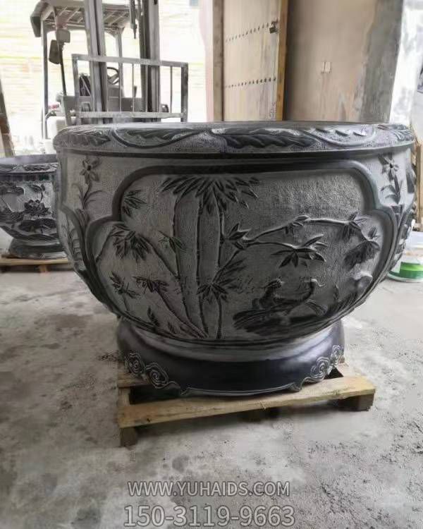 石雕鱼缸圆形莲花盆养鱼池仿古石盆庭院青石荷花缸博鱼网页版
