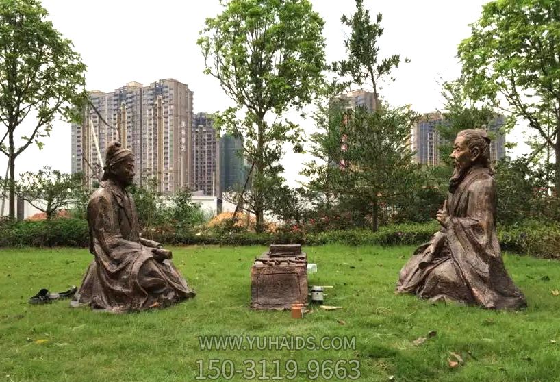 户外玻璃钢博鱼网页版纯铜古人物现代广场公园摆件