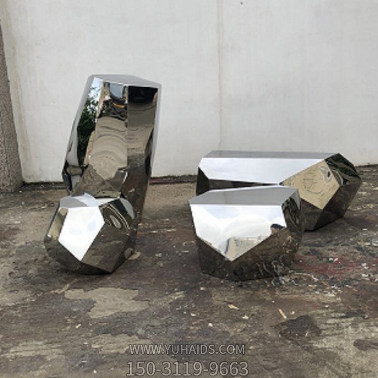 小区绿化装饰不锈钢镜面几何石头座椅博鱼网页版