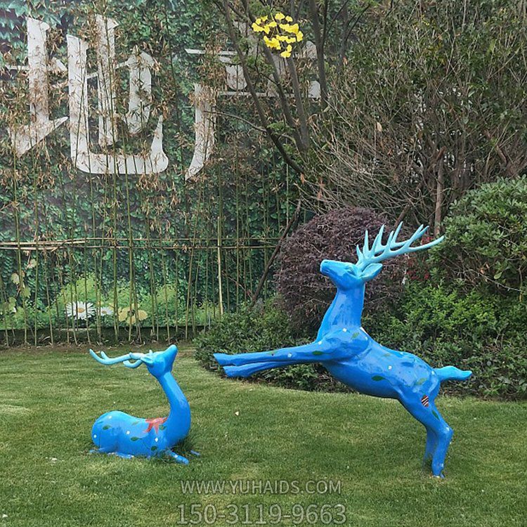 蓝色喷漆梅花鹿玻璃钢博鱼网页版