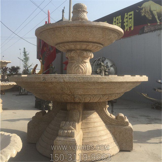  小区广场景观石雕流水黄锈石喷泉摆件博鱼网页版