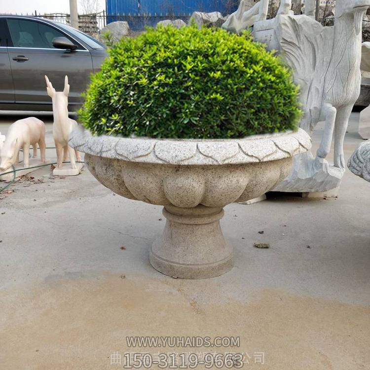  大理石雕刻花盆花钵庭院园林摆件博鱼网页版