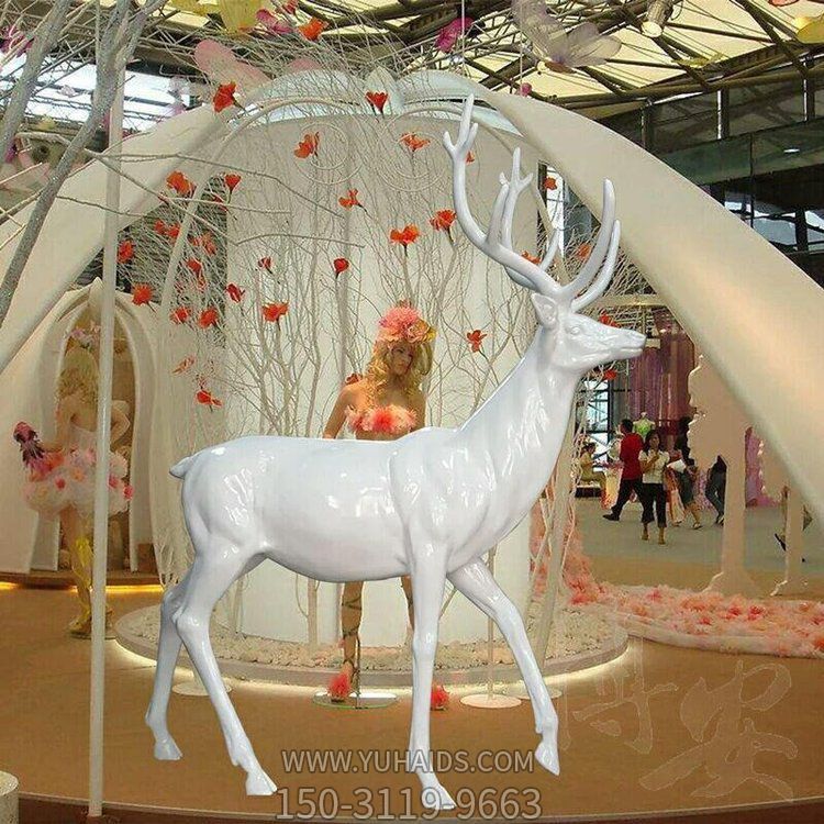 玻璃钢抽象梅花鹿动物摆件 地产庭院草坪博鱼网页版