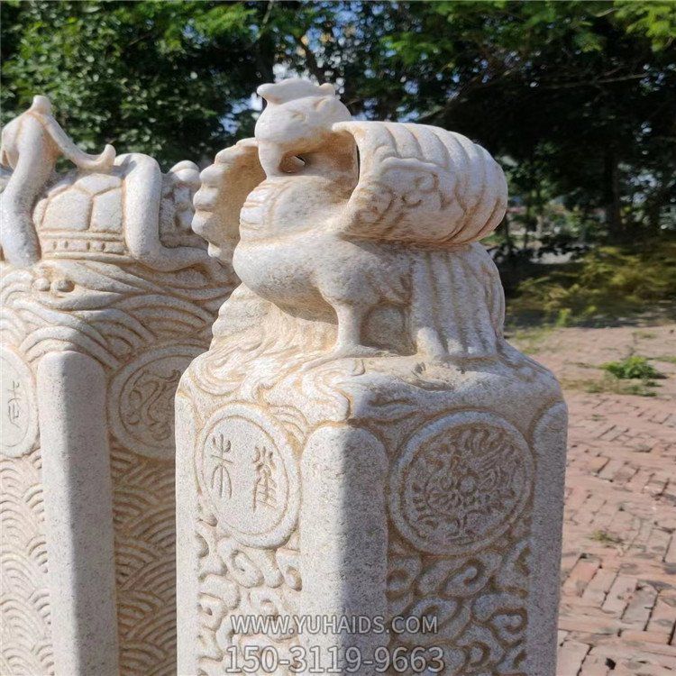 花岗岩雕刻四大神兽朱雀拴马柱博鱼网页版
