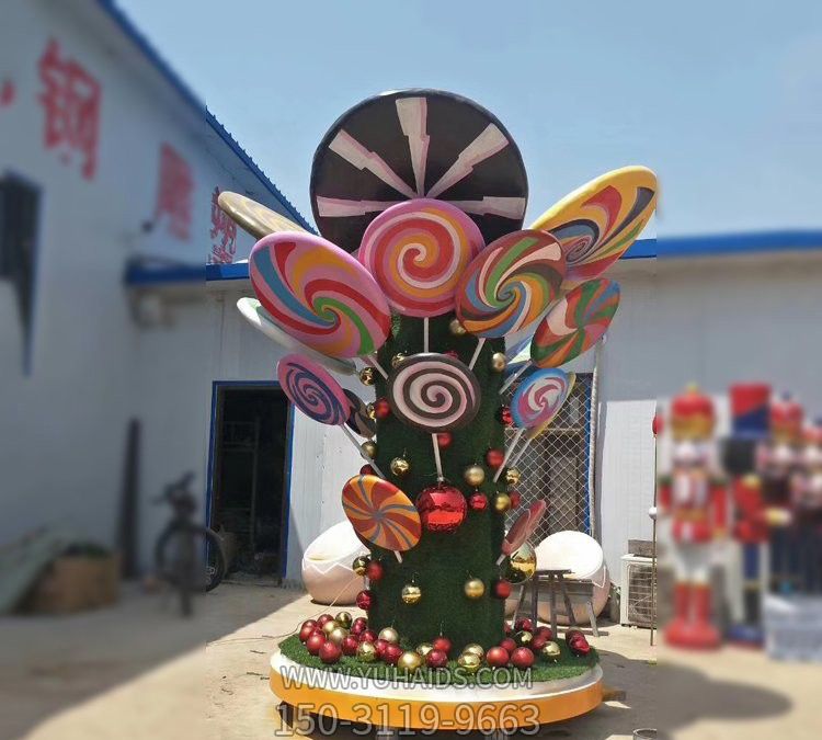 商业街户外卡通摆放圣诞棒棒糖玻璃钢博鱼网页版