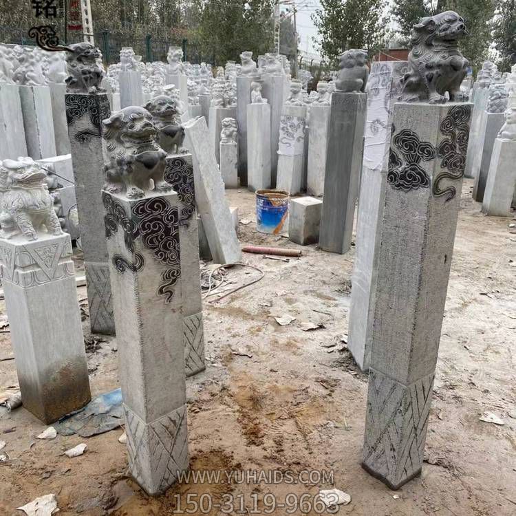 石雕栓马柱 青石做旧四大神兽拴马柱 大理石仿古拴马桩摆件博鱼网页版