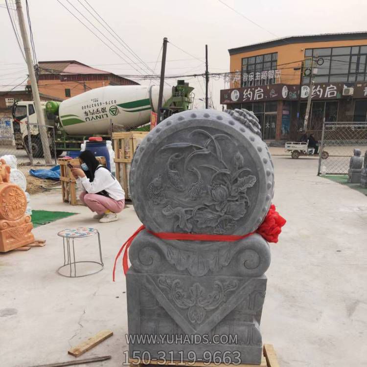 青石浮雕花纹抱鼓石门墩庭院门口博鱼网页版