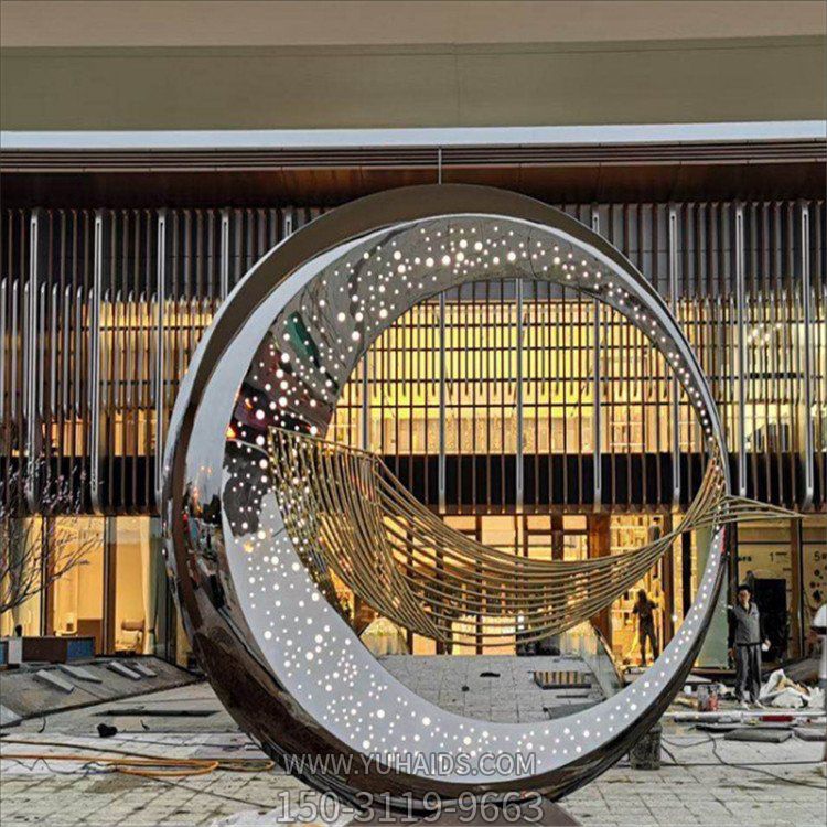 不锈钢月亮博鱼网页版户外城市镂空发光月亮园林景观博鱼网页版