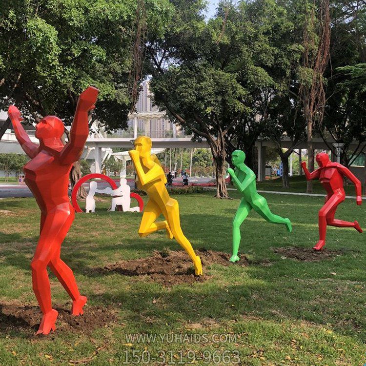 跑步，玻璃钢体育运动抽象块面人物塑像博鱼网页版